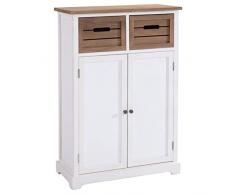 IDIMEX Buffet Cornelia Commode avec 2 caisses de Rangement et 2 Portes, en Bois de Paulownia Blanc et Brun Style Maison de Campagne