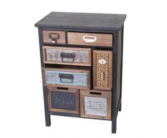 Mendler Placard de pharmacien HWC-A43, Commode, Bois Massif de Sapin, Vintage, Patchwork 78x55x35cm