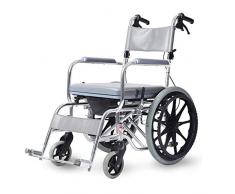 JFZCBXD Chaise de Douche, Aluminium Fauteuil Pliant Fauteuil Roulant Nuit Commode en Cuir Frein à Main/PU Siège rembourré Transport en Fauteuil Roulant