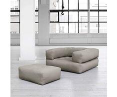 mds Cubic, Un Fauteuil futon Convertible : en Pouf ou en lit Confortable et Douillet, Version Adultes - Sable