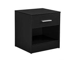 [en.casa] Table de Chevet Table de Nuit Tiroir Noir Aggloméré Mélamine 36,5 x 29,5 x 38cm