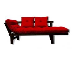 Canapé-lit Sésamo, Wenge, Futon Rouge, 200x82x32 cm