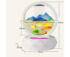 ZZWBOX Eau de Table, Cascade, Fontaine Lotus, décoration d'intérieur, Aquarium, humidificateur, méditation, réservoir de Poissons de lumière LED,Beige-B