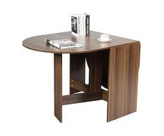 Costway Table de Salle à Manger Pliable,Table Multifonctions en Bois,Charge Maximale 60KG avec Plateau Rond Ovale pour Maison Moins de 6 Personnes 163 x 80 x 75CM Bois Naturel Foncé