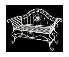 LHéritier Du Temps Banc Style Dagobert Banquette Fauteuil Mobilier de Jardin Assise Exterieur 3 Places en Fer Blanc 57x93x144cm