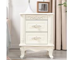 Table de Chevet Bois Massif Blanc Table de Chevet Chambre à Coucher Vitrine d'angle Meuble de Rangement
