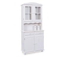 Inter Link Vaisselier Bahut Buffet haut rustique Pin massif vernis blanc