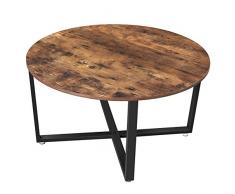 VASAGLE Table Basse Ronde, Table de Salon, Style Industriel, Cadre Métallique Durable, Facile à Assembler, pour Salon, Chambre à Coucher, Marron Rustique LCT88X