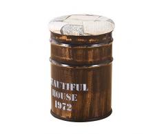 Tabouret de bar rétro stockage tambour en fer forgé baril de peinture rembourré banc en fer forgé vieux fauteuil de style rétro style industriel ronde (Couleur : #1)