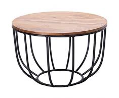 FineBuy Table Basse Bois Massif Sheesham 60 x 39 x 60 cm Table de Salon | Table dappoint Style Industriel | Meubles en Bois Naturel Table de Sofa | Table en Bois Massif avec Cadre en métal