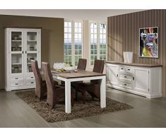 Matelpro-Salle à manger complète contemporaine coloris havana/blanc Kiaro II-Table 220 cm