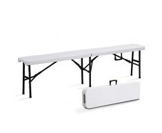 Banc Pliable Portable pour Camping, Blanc/Noir, 180 x 30 x 45 cm 101586