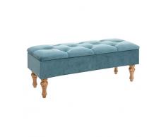 Atmosphera - 2 en 1 Banc et Coffre en Velours Bleu H 41 cm Atelier dhiver