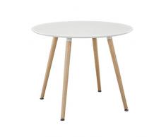 H.J WeDoo Ronde Table de Salle à Manger scandinave Diamètre 80cm Moderne Style Nordique en Bois, Blanc