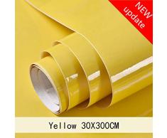 Papier de vinyle auto-adhésif Papier Adhesif pour Meuble PVC de papier peint collant arrière Autocollants cuisine Table de mur de meubles de placard imperméable Perle jaune bâton 30cm * 3m DIY