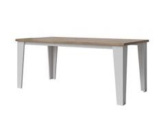 Table de salle à manger scandinave LIER en bois 180 cm blanc avec pied bois