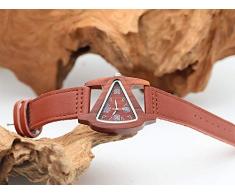X-HH 0 Montre en Bois, en Bois Table Triangulaire en Bois Rouge Couple Watch, Creative Quartz Main 0 (Color : B)
