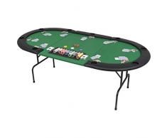 Festnight Table de Poker Pliable Vert et Noir pour 9 Joueurs Ovale
