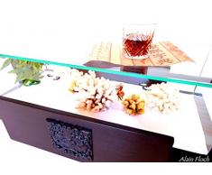 Table Basse Anti Stress Design DOUBLE DRAGON 92 CM Noir Meuble Art Chinois Sculptures Bureau Direction Salon Entreprise - Entretien facile 1 Seul Changement Partiel dEau/mois grâce au Filtre