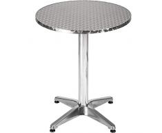 TecTake Table de Bar Haute, 2 en 1, Aluminium, Hauteur Réglable : 74 ou 114 cm, Argent