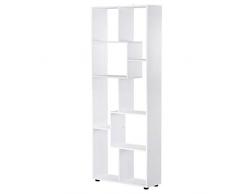 Homcom Bibliothèque étagère Zig zag Design Contemporain 70L x 24l x 178H cm Panneaux Particules Blanc