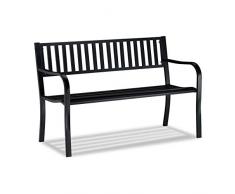 Relaxdays Jardin, extérieur, Balcon, 2 Places, Banc métal Acier 82 x 127,5 x 59,5 cm, Noir