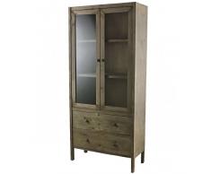 LHéritier Du Temps Meuble de Rangement Armoire Vitrine Vaisselier Bibliothèque en Bois 36x81x180cm