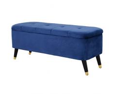 Banc coffre de rangement 2 en 1 dim. 117L x 44l x 50H cm velours capitonné