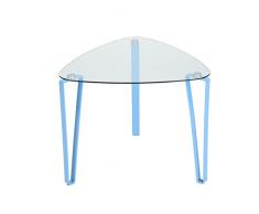 iHouse Table Basse Triangulaire en Verre Transparent 56 x 56 x 45 cm, Bleu, 56 x 56 x 45cm
