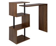 WOLTU BT27dc Table de Bar Rotatif avec 3 tablettes,Table de bistrot en métal et MDF 134x38x112cm,Hêtre Foncé