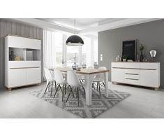 Salle à manger complète LIER scandinave blanc et bois