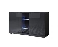 muebles bonitos Buffet modèle Luke A1 (120x72cm) Noir