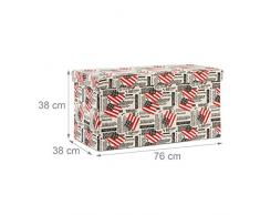 Banc de rangement motifs Amerique pouf pliant banquette pliable coffre HxlxP: 38 x 76 x 38 cm, coloré
