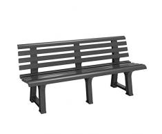 Casaria Banc de Jardin Orchidea Anthracite 3 Personnes Banc en Plastique 145x49x74 cm Parc Jardin terrasse extérieur