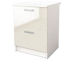 Start Meuble Bas casserolier avec Plan de Travail l 60 cm - Ivoire Brillant