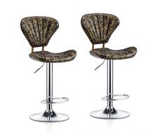 YouYou-YC Tabouret De Bar, Chaise De Bar, Chaise Comptoir, Cuisine Haut Tabouret Petit Déjeuner, 3-angle Coussin À Dossier Haut Stable Base Rotation Lift 53-75cm 3 Couleurs (Color : Pattern×2)