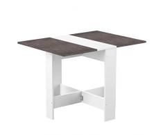Table Pliante Contemporain avec 2 Abattants Blanc/Béton 103 x 76 x 73,4 cm, 2050A2198X00