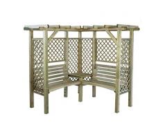 Pergola Milton de coin en bois avec banc pour deux personnes