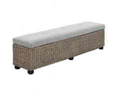 vidaXL Banc Jacinthe deau Tissu Gris Ottomane de Rangement Banquette Stockage