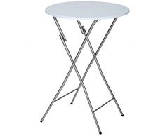 TecTake Table de bistrot Table haute de bar env. 110 cm blanche pliable