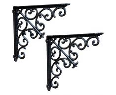 ZDY Supports de Fixation muraux Vintages, Support de Tablette Triangulaire en Fer forgé, Support de déflecteur de Table Solide et Robuste, Support 2pcs à 90 degrés, avec vis.