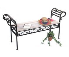 Banc de Jardin 19279 Banc 133 cm en métal et Bois Banquette Banc de Parc Fer forgé
