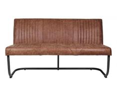 HSM Collection Banquette de Salle à Manger Nevada, 145 cm, Cuir et Polyester/Métal, Marron Cognac, Yacht, 145 x 50 x 85 cm