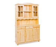 Inter Link Vaisselier Bahut Buffet haut rustique Pin massif vernis naturel