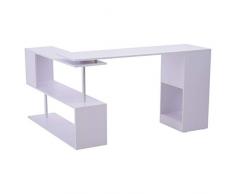 Homcom Bureau Informatique multimédia modulable Design Contemporain Zig zag bibliothèque intégrée Panneaux Particules Blanc métal