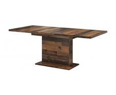 tendencio Table Rectangle Extensible + allonge GLIANT 160-200 cm Effet Vieilli Industriel (Marron)