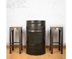 Table haute Mange debout bidon industriel vintage bois et métal 53 diam. x 93h cm