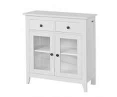 SoBuy® FSB05-W Buffet Commode Armoire de Rangement - Largeur 80cm - 2 Tiroirs 2 Portes- Coloris Blanc