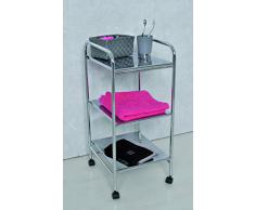 Meuble Etagère chromé sur roulettes 3 tablettes pour salle de bain toilettes cuisine ...