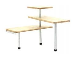 Etagère d'angle en bambou et inox - Cuisine - Salle de bain ou sur un bureau - Idéal pour gagner de la place